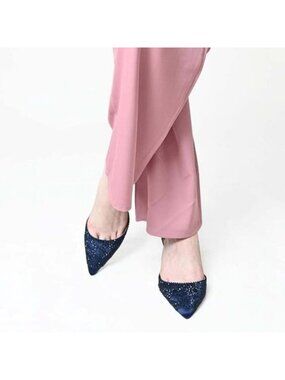 D'Orsay Women’s Size 7.5 Satin Pumps Pointed Toe Crystal Heels Rhinestone XYD